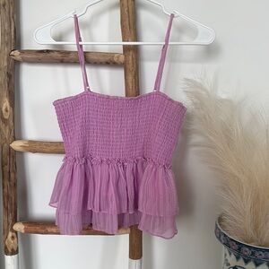 Elegant Purple Smocked Women's Top